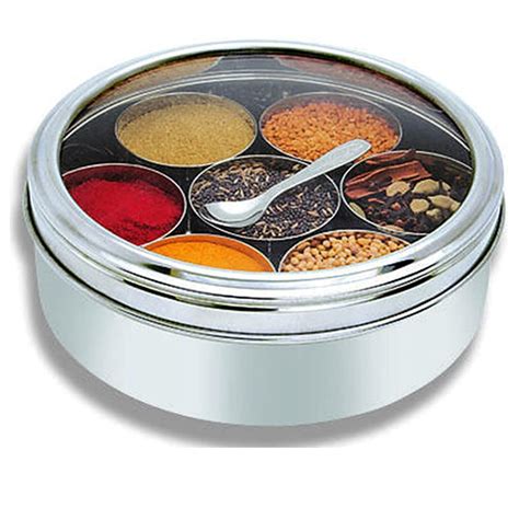 indian steel spice box|traditional indian spice box.